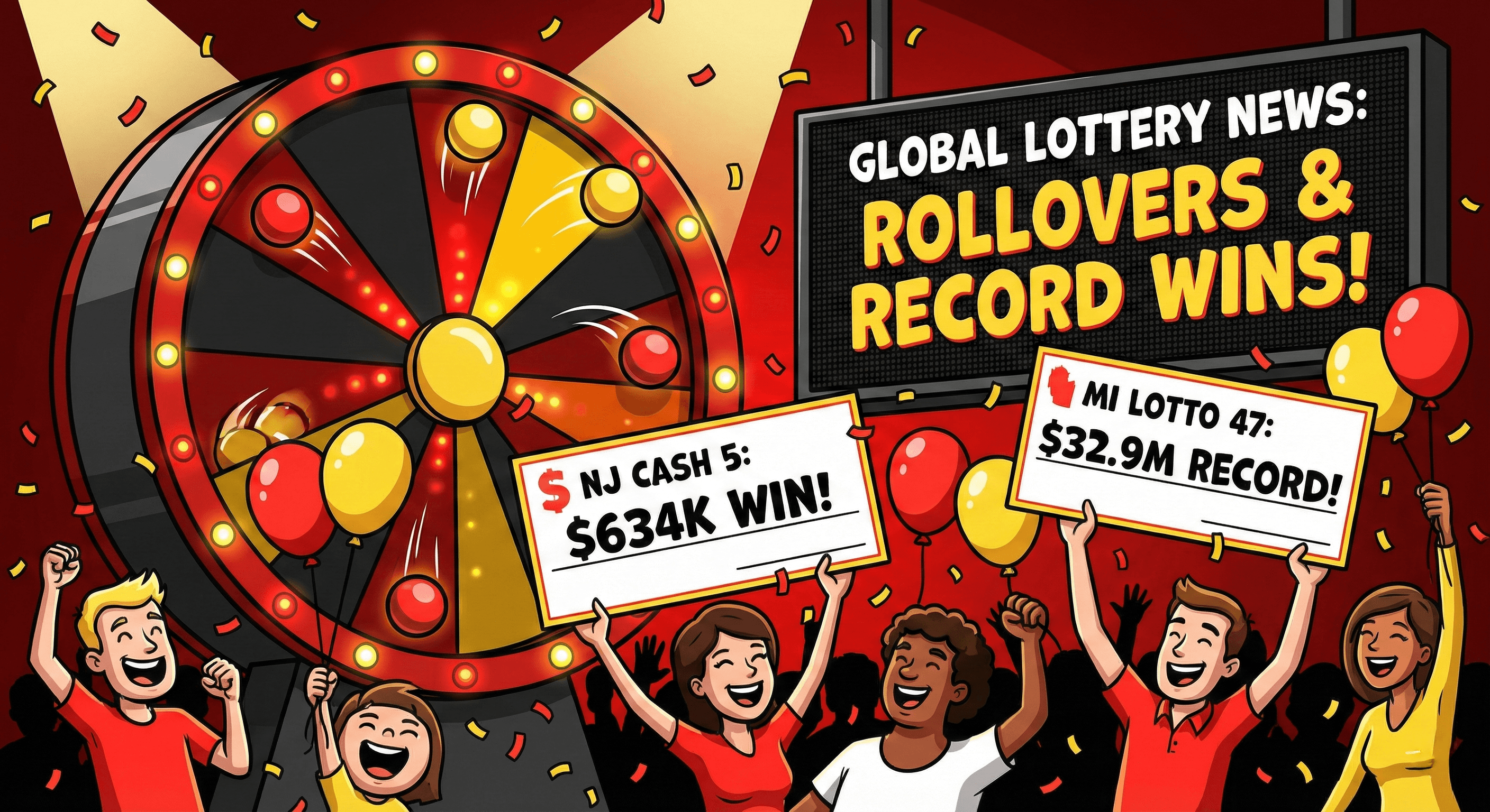U.S. multi-state games like Powerball and Mega Millions maintain large jackpots with frequent secondary prize winners